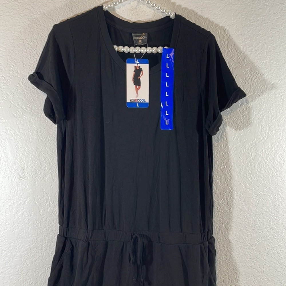 32 DEGREES Dress Size Large Ladies' Soft Lux Short Sleeve Black With Pockets New - Picture 4 of 15